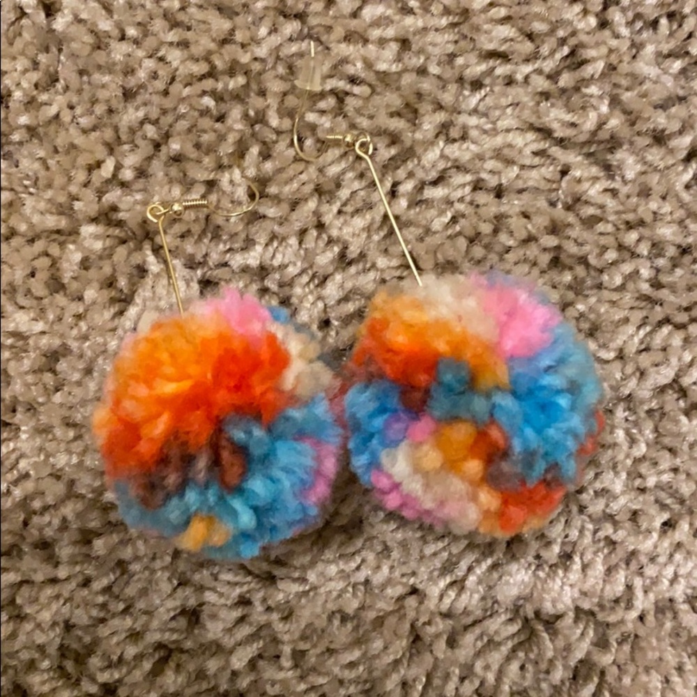 FUN PUFF EARRINGS- NEVER WORN